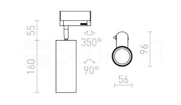 MAVRO DIMM egyfázisú áramkörös sínre fekete/aranysárga  230V LED 12W 38°  3000K