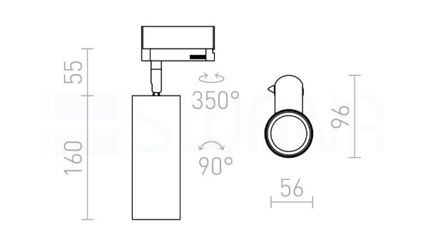 MAVRO DIMM egyfázisú áramkörös sínre fekete/aranysárga  230V LED 12W 38°  3000K