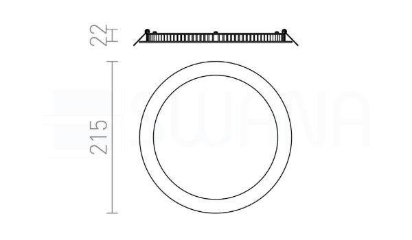 SLENDER R 22 süllyesztett lámpa fekete króm 230V LED 18W 3000K