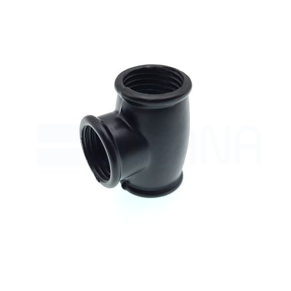 Fekete T idom 3xM10  belső menettel - 20mmx17mm