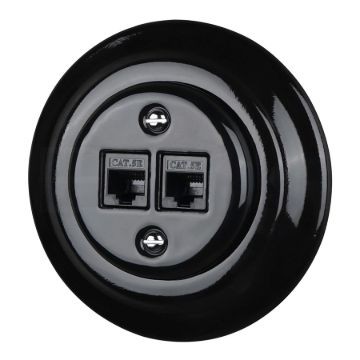 Dupla RJ45 aljzat fekete porcelán kerettel