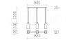 LIZ III 80 függő lámpa fekete üveg/matt nikkel 230V LED E27 3x15W