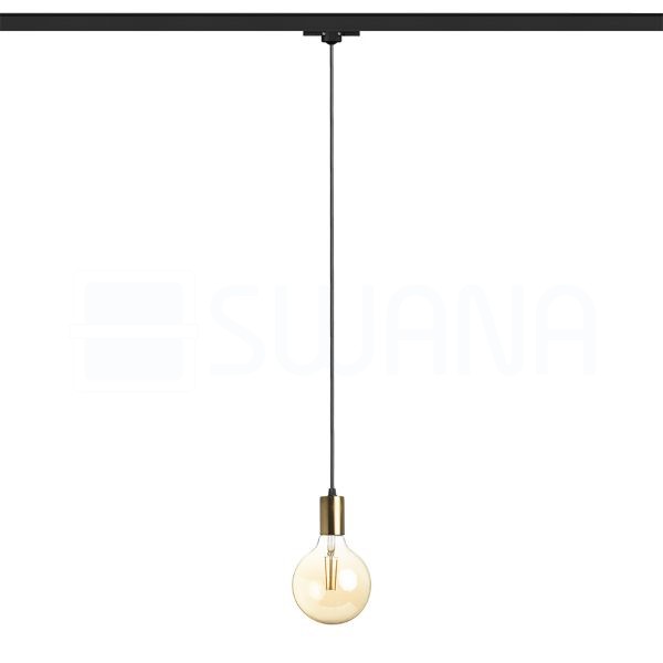 ARAQ három áramkörös sínen függő lámpa  szálcsiszolt sárgaréz/fekete 230V LED E27 15W
