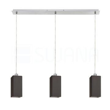 LIZ III 80 függő lámpa fekete üveg/króm 230V LED E27 3x15W