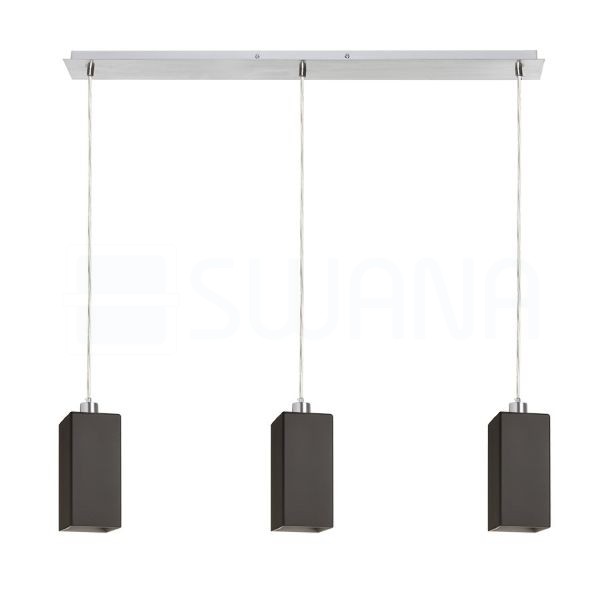 LIZ III 80 függő lámpa fekete üveg/króm 230V LED E27 3x15W