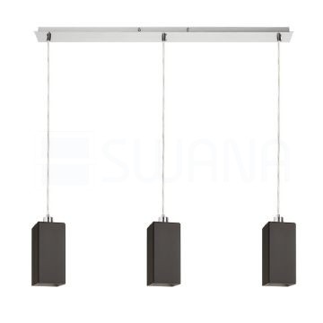 LIZ III 80 függő lámpa fekete üveg/matt nikkel 230V LED E27 3x15W