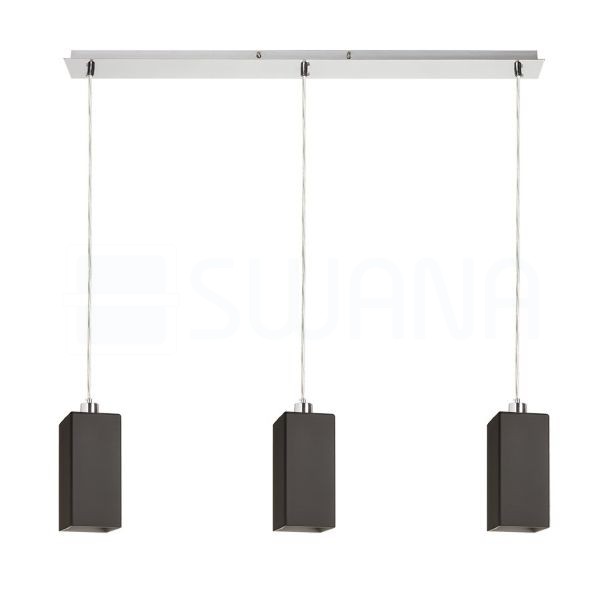 LIZ III 80 függő lámpa fekete üveg/matt nikkel 230V LED E27 3x15W