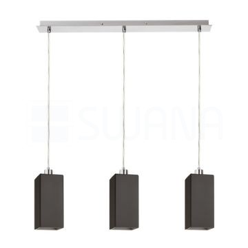 LIZ III 60 függő lámpa fekete üveg/matt nikkel 230V LED E27 3x15W