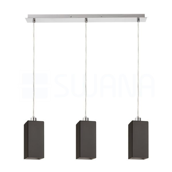 LIZ III 60 függő lámpa fekete üveg/matt nikkel 230V LED E27 3x15W
