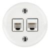 Fehér falon kívüli 2xCAT.5E porcelán falicsatlakozó aljzat