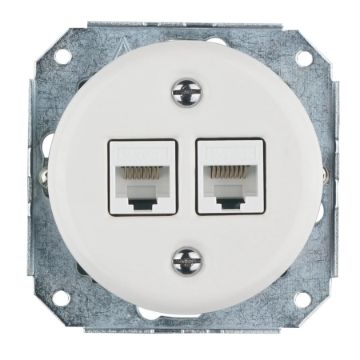 Dupla RJ45 aljzat betét fehér színben