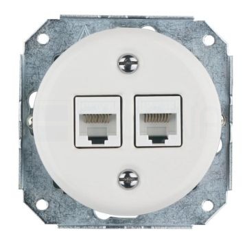 Dupla RJ45 aljzat betét fehér színben