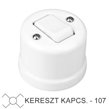 Fehér porcelán falon kívüli kereszt- billenőkapcsoló