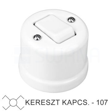 Fehér porcelán falon kívüli kereszt- billenőkapcsoló