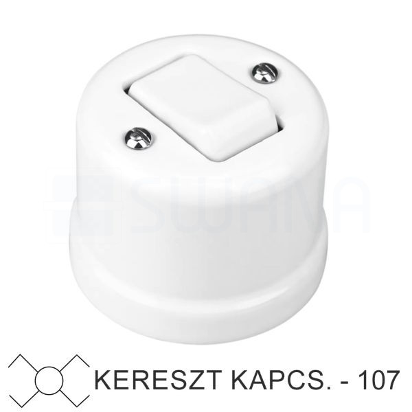 Fehér porcelán falon kívüli kereszt- billenőkapcsoló