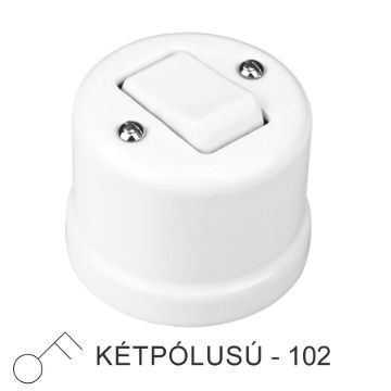 Fehér porcelán falon kívüli kétpólusú billenőkapcsoló