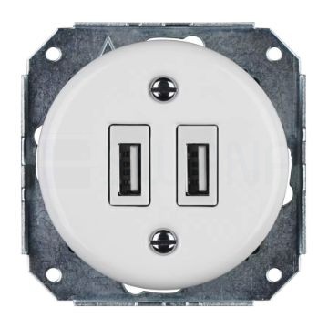 Fehér porcelán USB csatlakozó aljzat betét