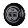 Dupla RJ45 aljzat – fekete porcelán kerettel (2×RJ45, CAT5e/CAT6)