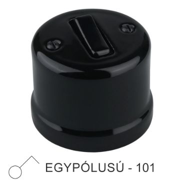 Fekete porcelán 101-es billenőkapcsoló falon kívüli szereléshez