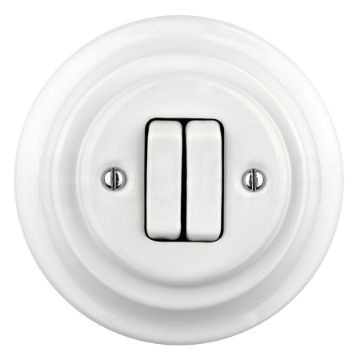 Redőnykapcsoló, fehér porcelán + fehér porcelán keret - BONOLO