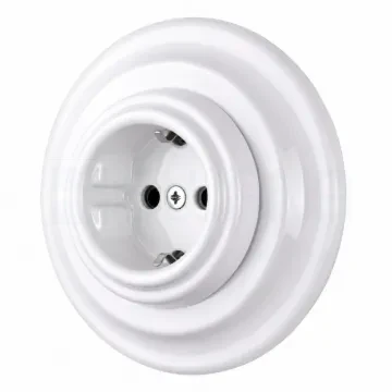Fehér porcelán konnektor, falba süllyesztett kerettel - BONOLO