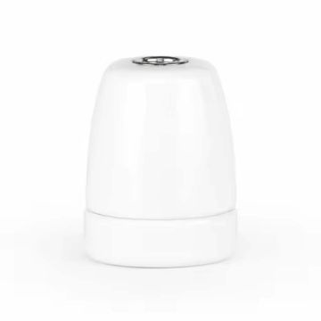 Fehér E27 egyenes porcelán foglalat M10×1 rögzítéssel