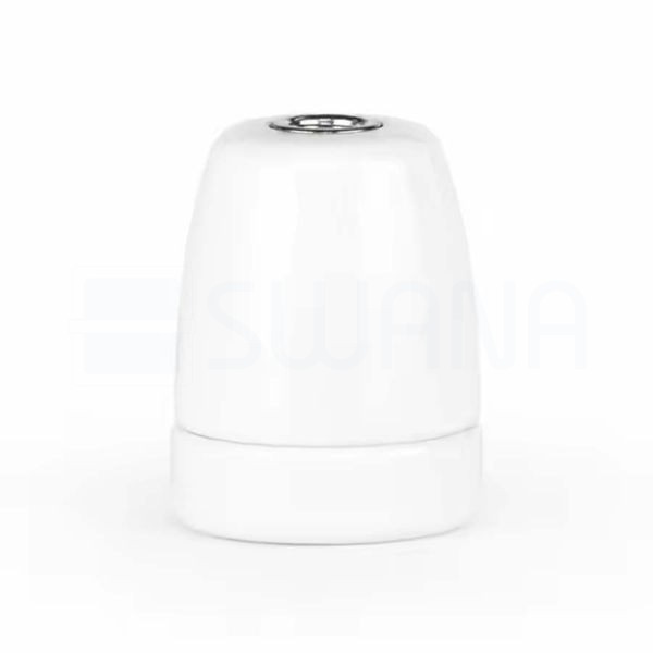 Fehér E27 egyenes porcelán foglalat M10×1 rögzítéssel