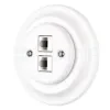 Dupla RJ45 aljzat fehér porcelán kerette