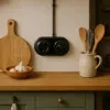 Retro fekete porcelán keret oldalsó és hátsó kábelbevezetéssel – 2-es
