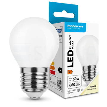 Modee LED Izzó Filament Milky G.Mini P45 7W E27 360° 4000K (680 lumen) ERP