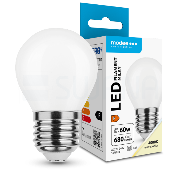 Modee LED Izzó Filament Milky G.Mini P45 7W E27 360° 4000K (680 lumen) ERP