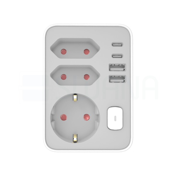 Technik Professional WG Elosztó Fali 3 utas + 2 x USB-C + 2 x USB-A + kapcsoló