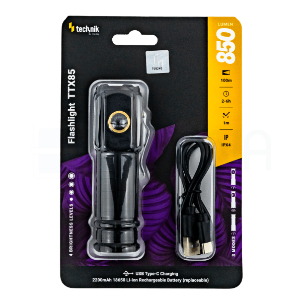 Technik Elemlámpa TTX85 (1x18650 2200mAh) 3xP35 LED (850 lumen)